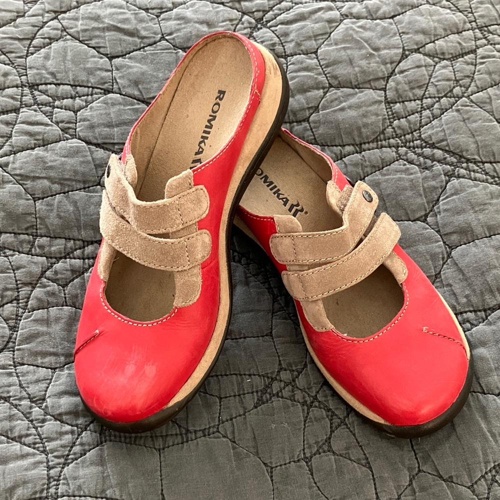 Romika Milla 75 Red and Tan Women's Mules